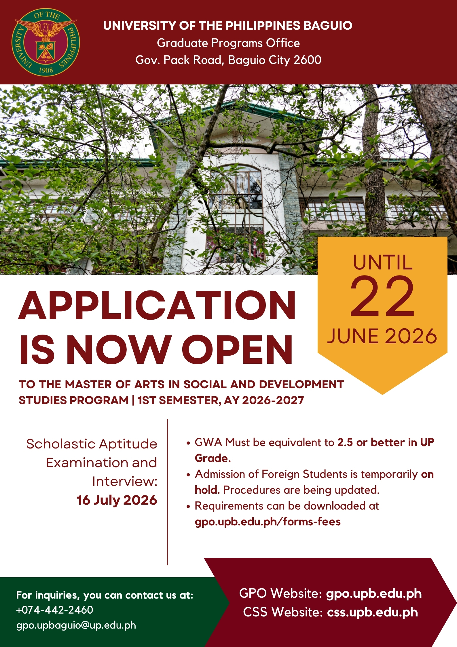 Call for Applications - MA Social and Development Studies