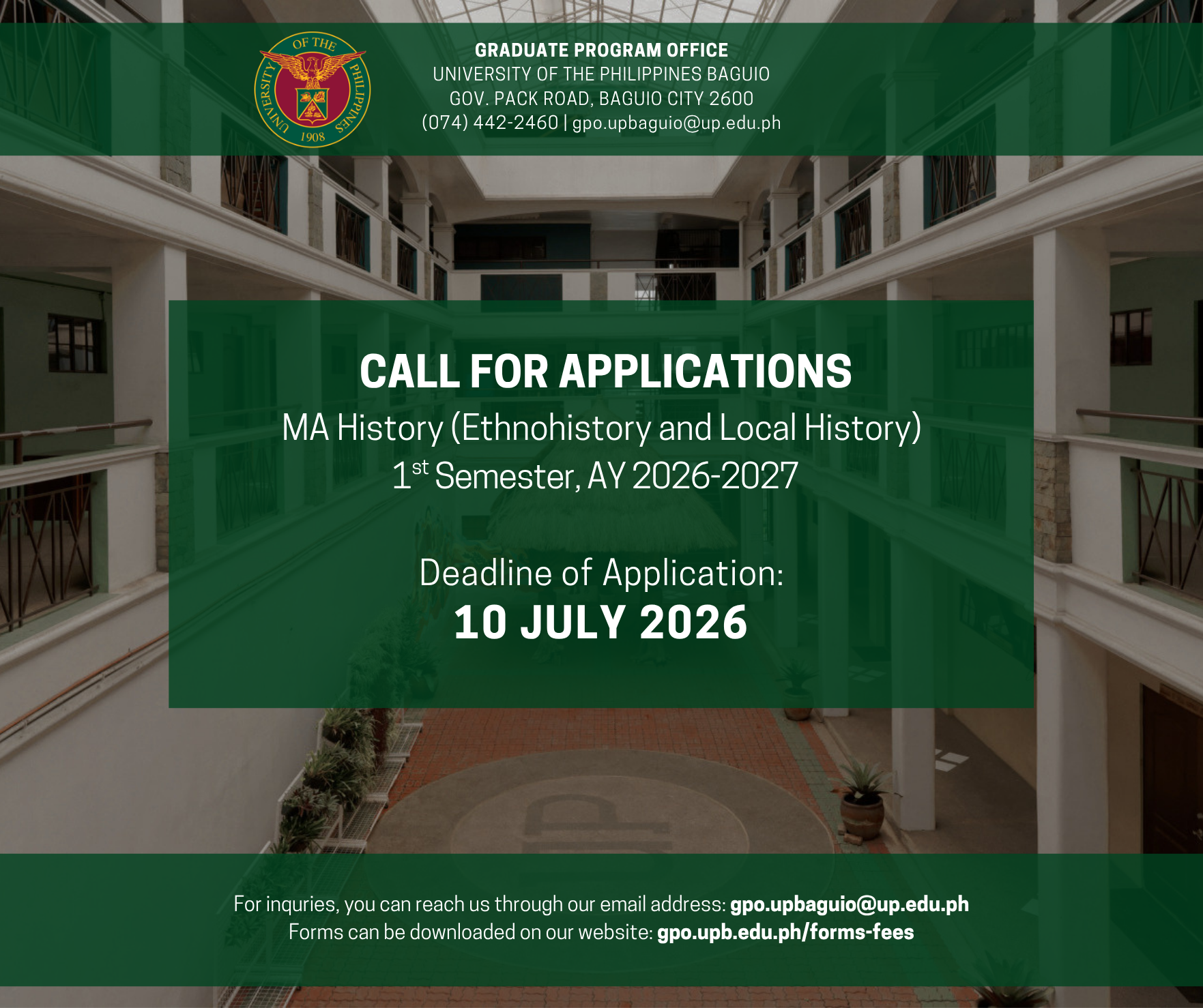 Call for Applications - MA History (Ethnohistory and Local History)